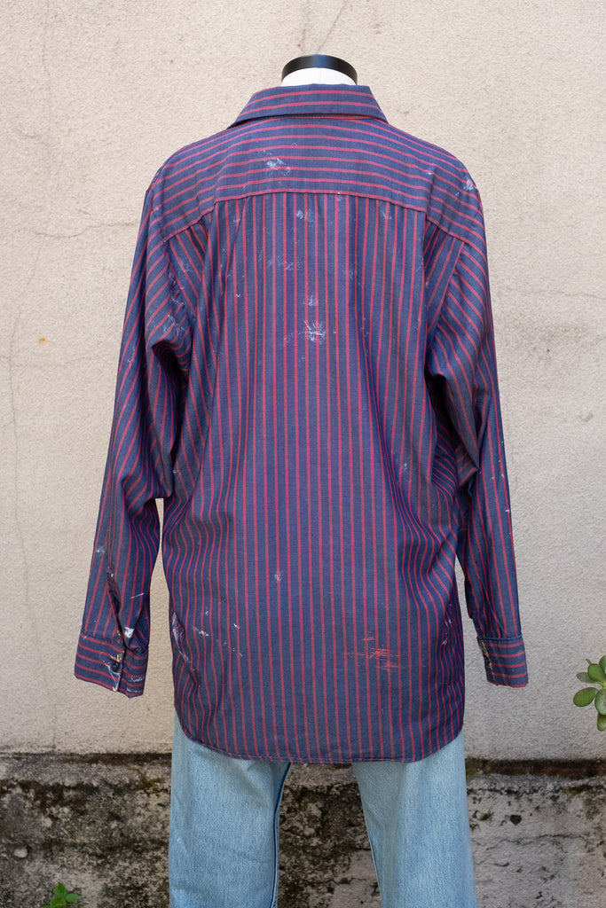 Red Kap Workwear Button Up in Red/Blue Stripe